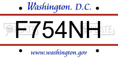 F754NH District Of Columbia License Plate