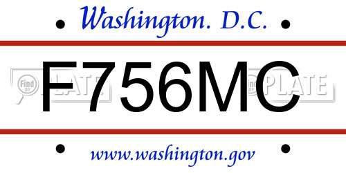 F756MC District Of Columbia License Plate