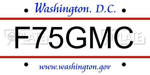 F75GMC District Of Columbia License Plate