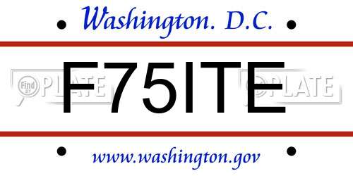 F75ITE District Of Columbia License Plate