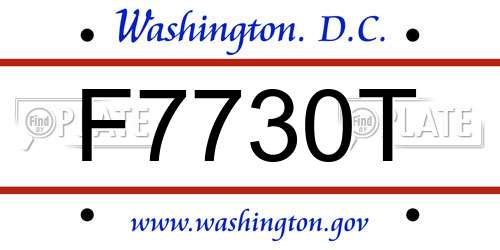 F7730T District Of Columbia License Plate
