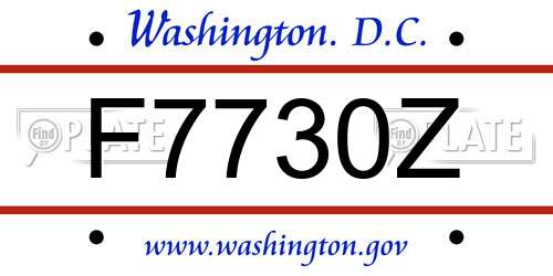 F7730Z District Of Columbia License Plate