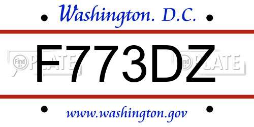 F773DZ District Of Columbia License Plate