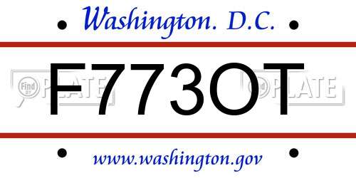 F773OT District Of Columbia License Plate