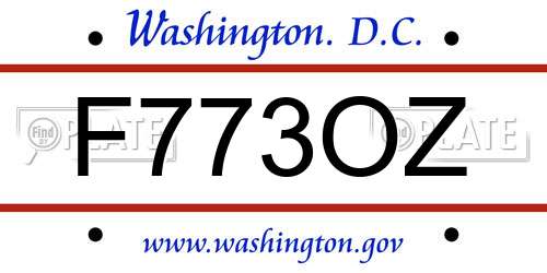 F773OZ District Of Columbia License Plate