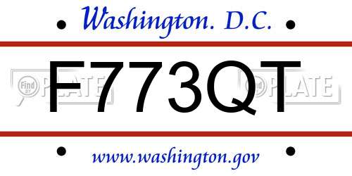 F773QT District Of Columbia License Plate