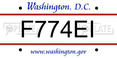 F774EI District Of Columbia License Plate