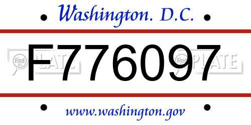 F776097 District Of Columbia License Plate