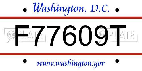 F77609T District Of Columbia License Plate