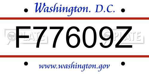 F77609Z District Of Columbia License Plate