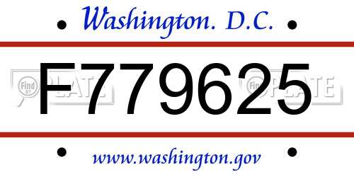 F779625 District Of Columbia License Plate