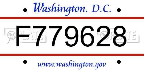 F779628 District Of Columbia License Plate