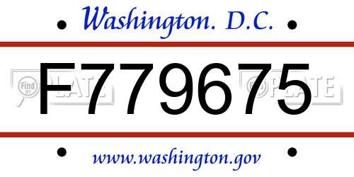 F779675 District Of Columbia License Plate