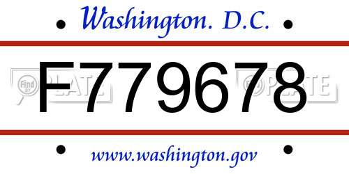 F779678 District Of Columbia License Plate
