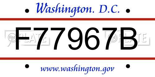 F77967B District Of Columbia License Plate