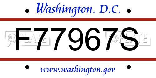 F77967S District Of Columbia License Plate