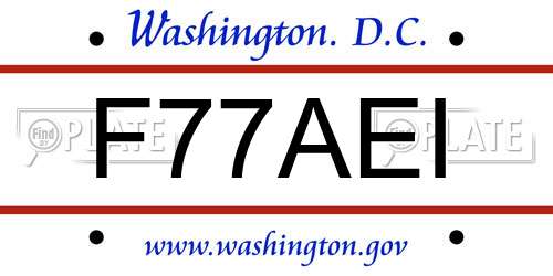 F77AEI District Of Columbia License Plate