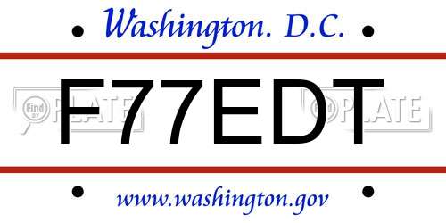 F77EDT District Of Columbia License Plate