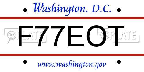 F77EOT District Of Columbia License Plate