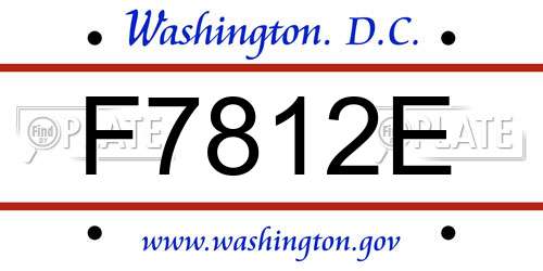 F7812E District Of Columbia License Plate