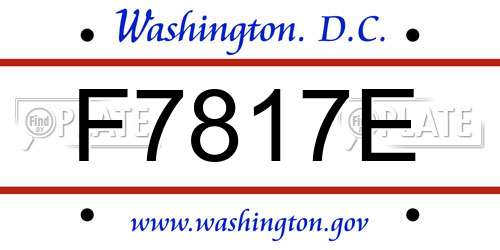 F7817E District Of Columbia License Plate