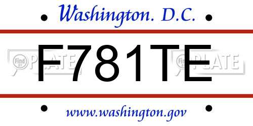 F781TE District Of Columbia License Plate
