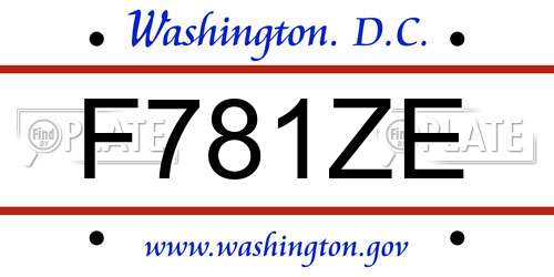 F781ZE District Of Columbia License Plate