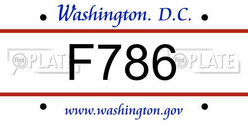 F786 District Of Columbia License Plate