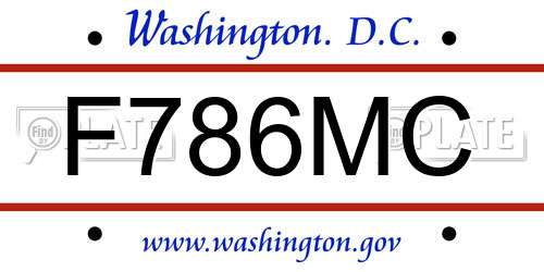 F786MC District Of Columbia License Plate