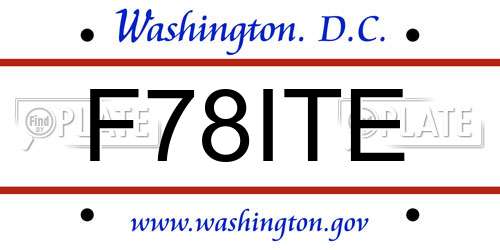F78ITE District Of Columbia License Plate