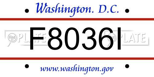 F8036I District Of Columbia License Plate