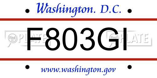 F803GI District Of Columbia License Plate