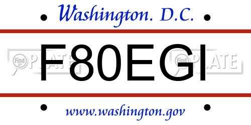 F80EGI District Of Columbia License Plate