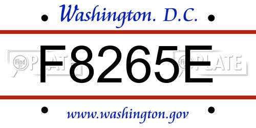 F8265E District Of Columbia License Plate