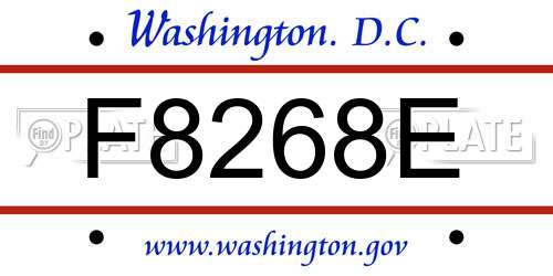 F8268E District Of Columbia License Plate