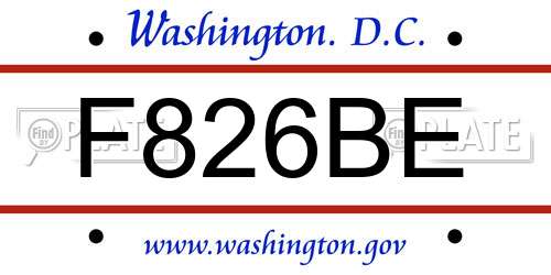 F826BE District Of Columbia License Plate