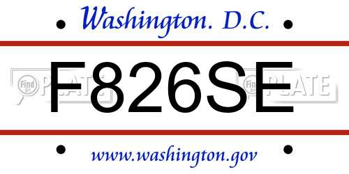 F826SE District Of Columbia License Plate
