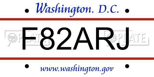 F82ARJ District Of Columbia License Plate