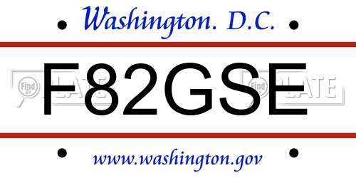 F82GSE District Of Columbia License Plate