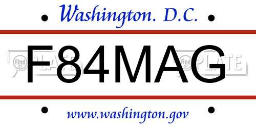 F84MAG District Of Columbia License Plate