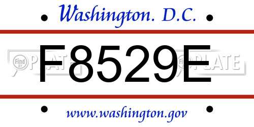 F8529E District Of Columbia License Plate