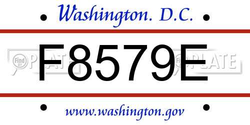 F8579E District Of Columbia License Plate