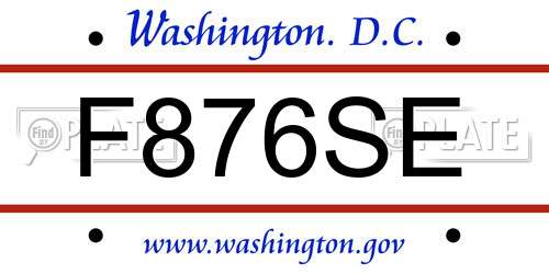 F876SE District Of Columbia License Plate