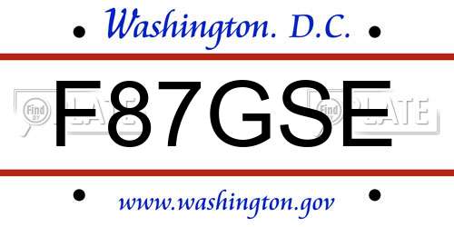F87GSE District Of Columbia License Plate