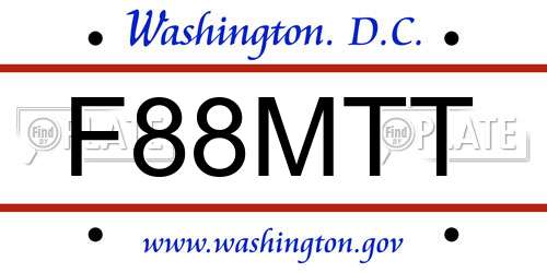 F88MTT District Of Columbia License Plate