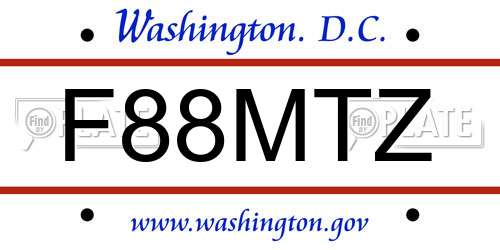 F88MTZ District Of Columbia License Plate