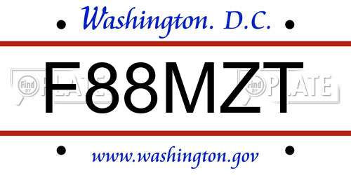F88MZT District Of Columbia License Plate