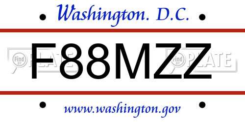 F88MZZ District Of Columbia License Plate