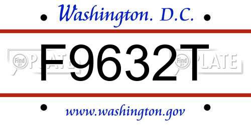 F9632T District Of Columbia License Plate