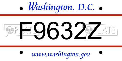 F9632Z District Of Columbia License Plate